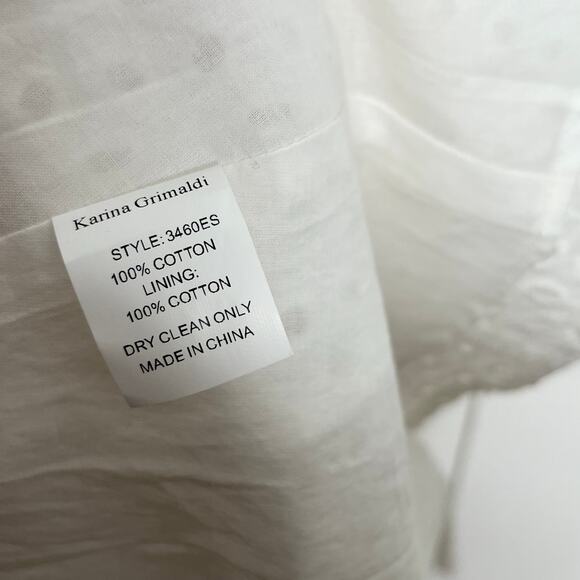 Karina Grimaldi Womens Irina Eyelet Mini Dress XS White Boho Tasseled Tiered - Picture 11 of 11